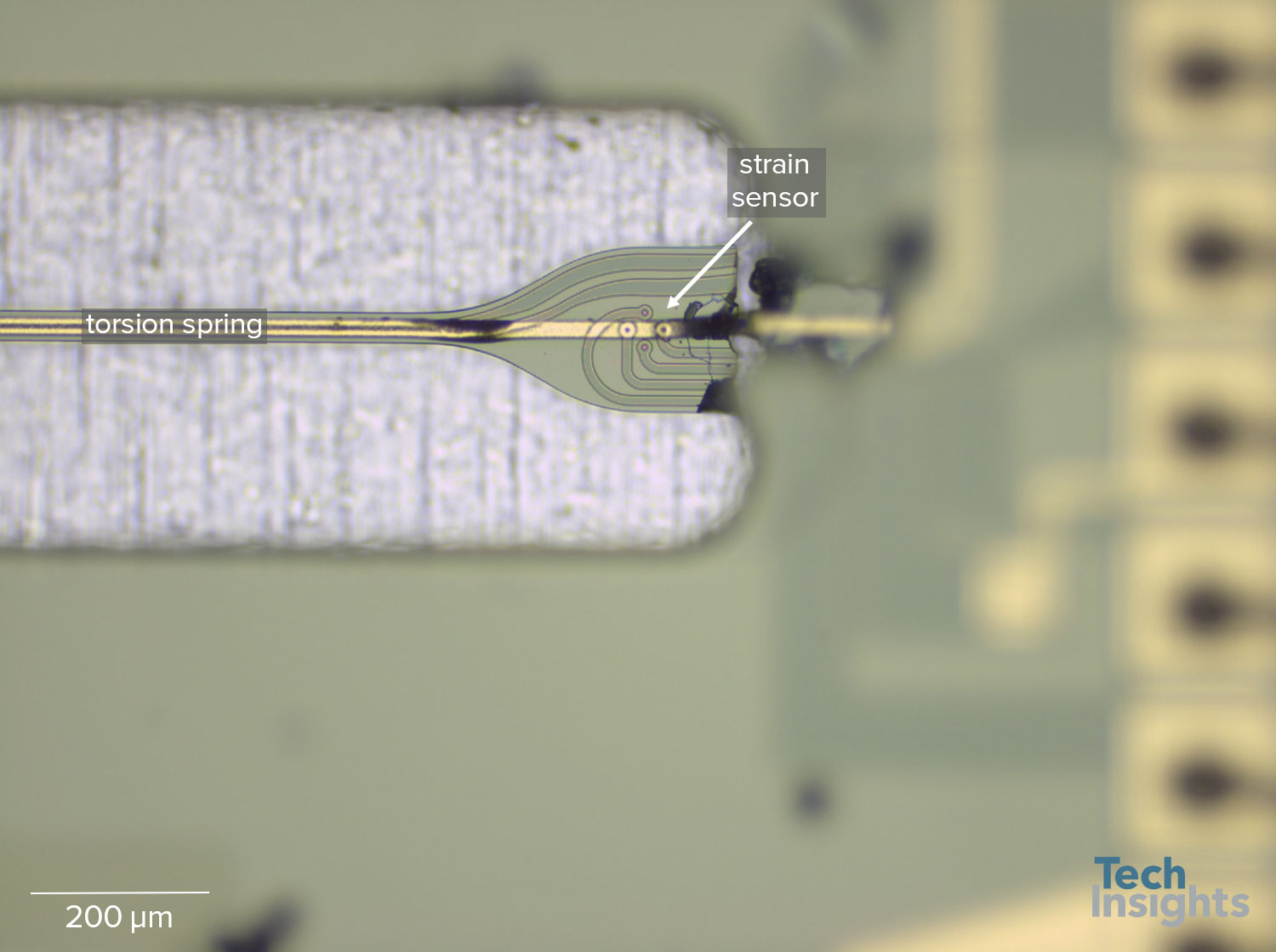 图7：STMicroelectronics / Microvision PM54A外部扭转弹簧和应变传感器细节