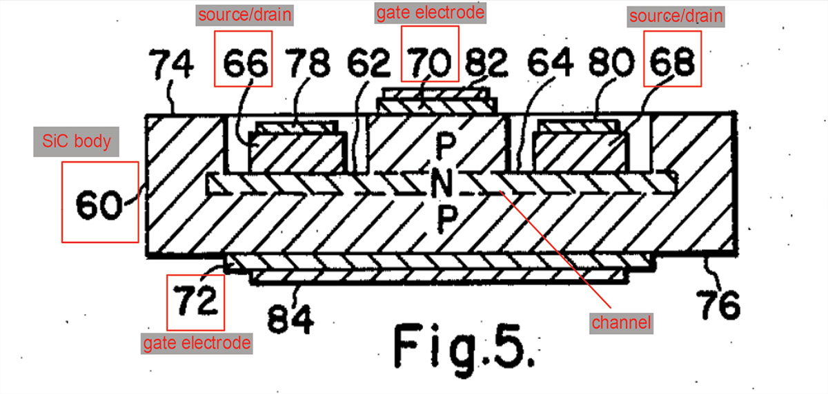 图1来自US3254280A（碳化硅单极晶体管）图5